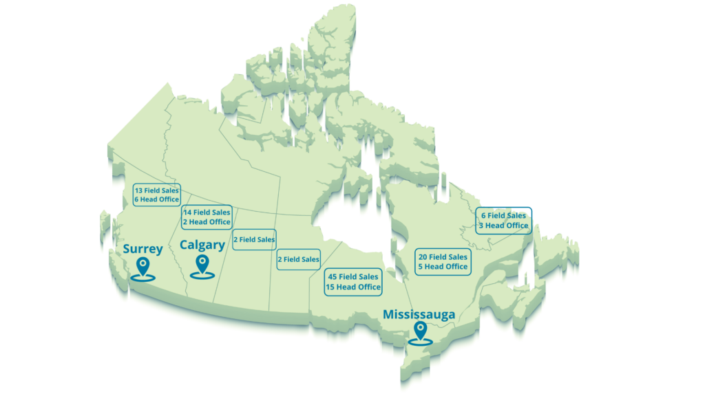 Tree of Life's nationwide reach or channel coverage in Canada includes 102 field sales offices and 31 head offices.